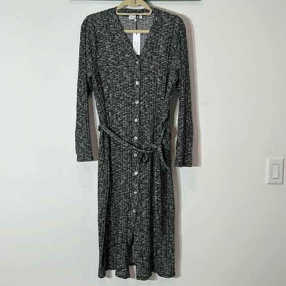 MICHAEL STARS GRAY BUTTON FRONT CARDIGAN DRESS BELTED PLUS SIZE 1X WOMEN’S NEW - Picture 2 of 10